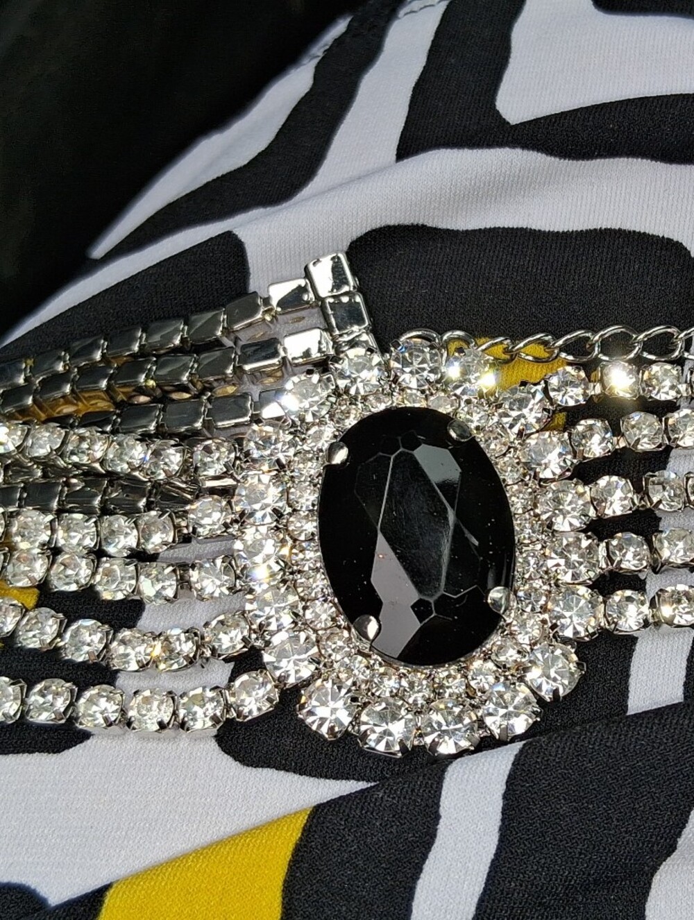 Crystal Statement Chocker with Faux Black Onyz.